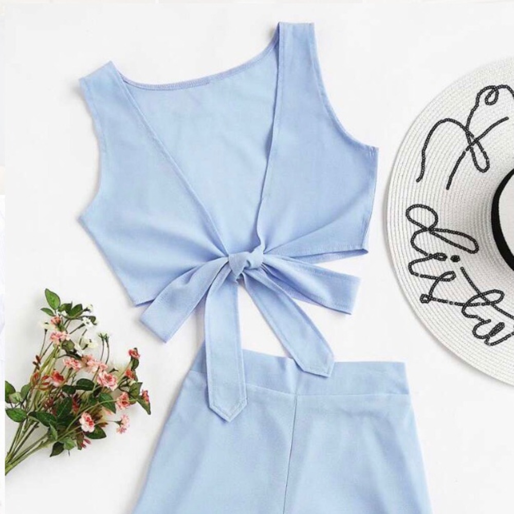 Light blue top and shorts set